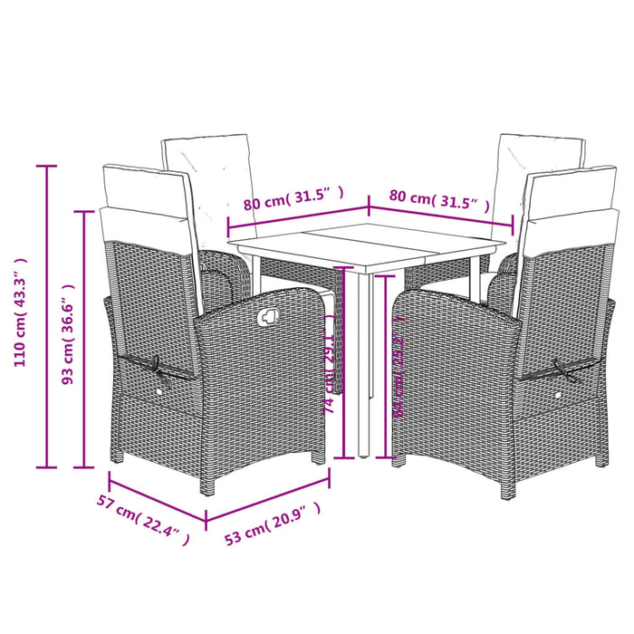 Set mobilier de grădină cu perne, 5 piese gri deschis poliratan - WALTI WALTI