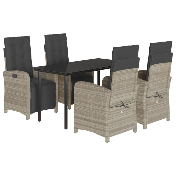 Set mobilier de grădină cu perne, 5 piese gri deschis poliratan - WALTI WALTI