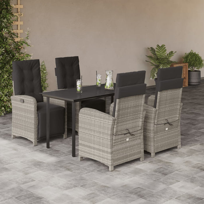 Set mobilier de grădină cu perne, 5 piese gri deschis poliratan - WALTI WALTI