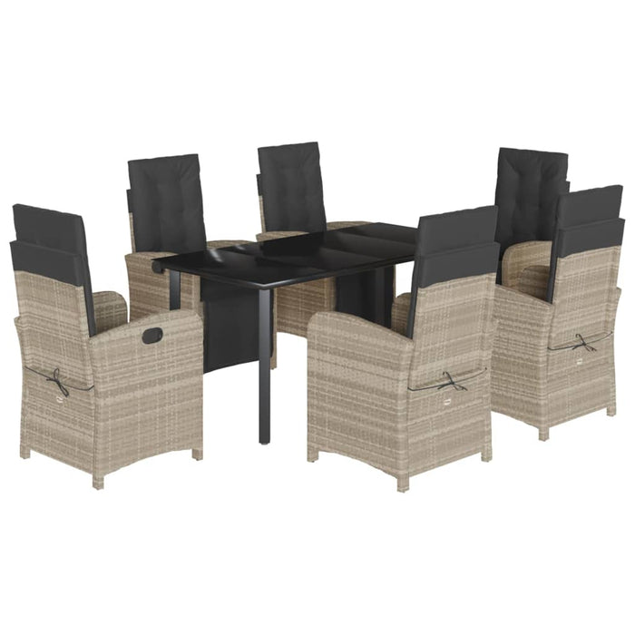 Set mobilier de grădină cu perne, 7 piese gri deschis poliratan WALTI