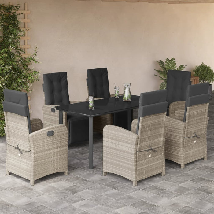 Set mobilier de grădină cu perne, 7 piese gri deschis poliratan WALTI