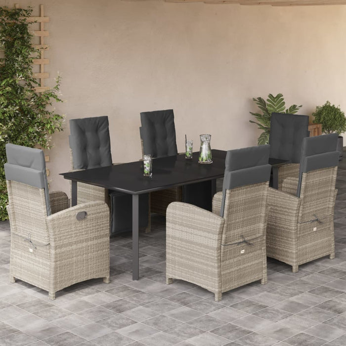 Set mobilier de grădină cu perne, 7 piese gri deschis poliratan WALTI