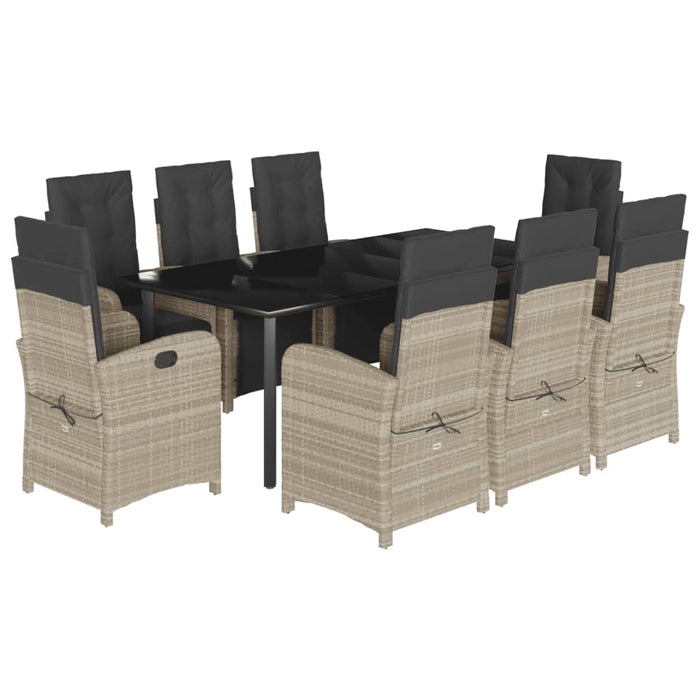 Set mobilier grădină cu perne, 9 piese, gri deschis, poliratan - WALTI WALTI