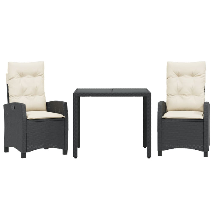 Set mobilier de grădină cu perne, 3 piese, negru, poliratan - WALTI WALTI