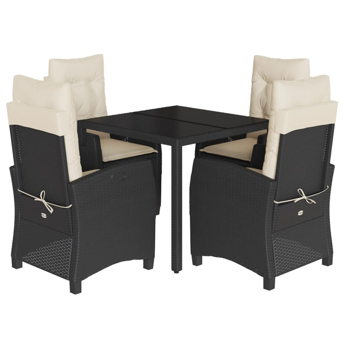 Set mobilier de grădină cu perne, 5 piese, negru, poliratan - WALTI WALTI
