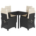 Set mobilier de grădină cu perne, 5 piese, negru, poliratan - WALTI WALTI