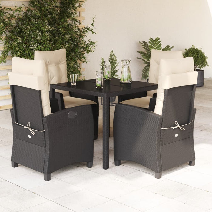 Set mobilier de grădină cu perne, 5 piese, negru, poliratan - WALTI WALTI