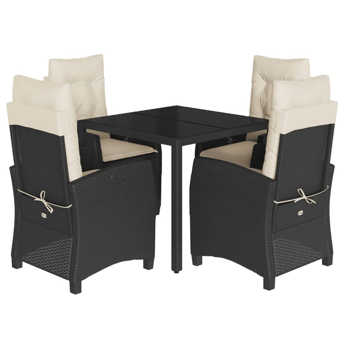 Set mobilier de grădină cu perne, 5 piese, negru, poliratan - WALTI WALTI