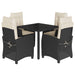 Set mobilier de grădină cu perne, 5 piese, negru, poliratan - WALTI WALTI