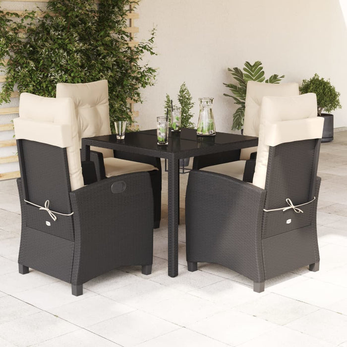 Set mobilier de grădină cu perne, 5 piese, negru, poliratan - WALTI WALTI