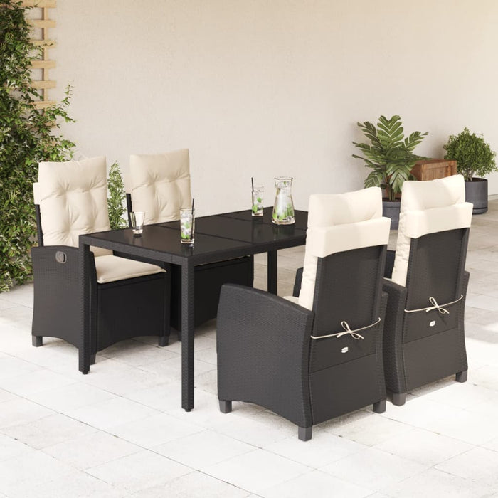 Set mobilier de grădină cu perne, 5 piese, negru, poliratan - WALTI WALTI