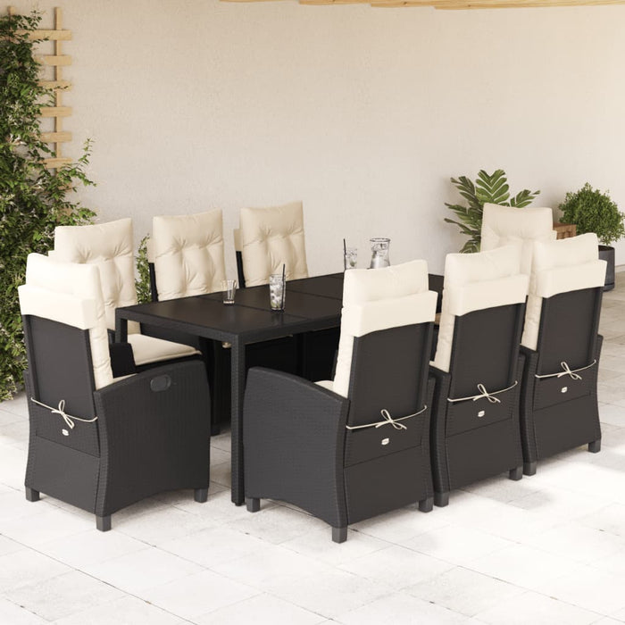 Set mobilier de grădină cu perne, 9 piese, negru, poliratan - WALTI WALTI