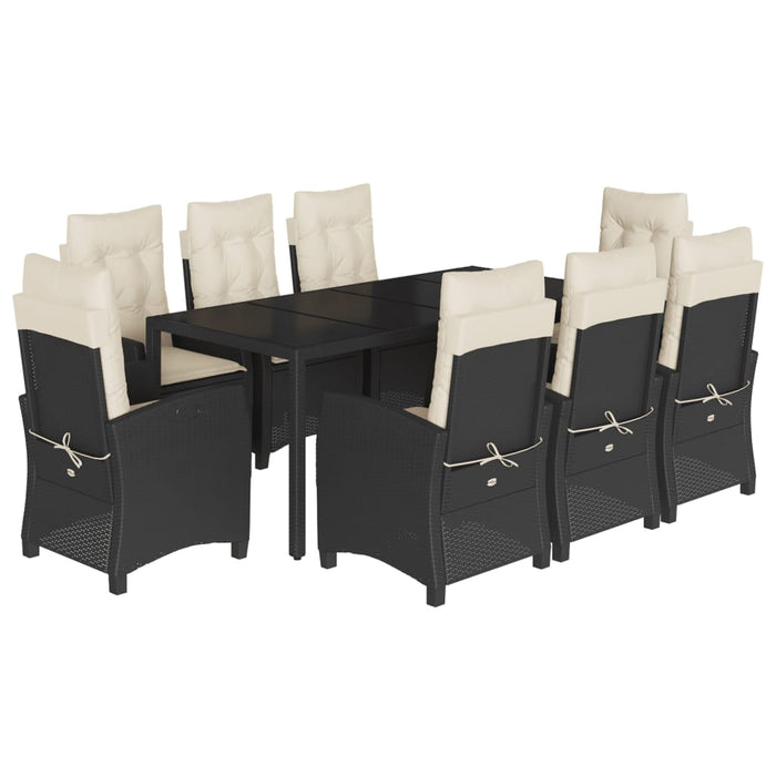 Set mobilier de grădină cu perne, 9 piese, negru, poliratan - WALTI WALTI