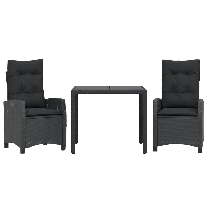 Set mobilier de grădină cu perne, 3 piese, negru, poliratan - WALTI WALTI