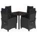Set mobilier de grădină cu perne, 5 piese, negru, poliratan - WALTI WALTI