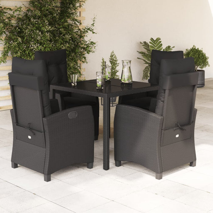 Set mobilier de grădină cu perne, 5 piese, negru, poliratan - WALTI WALTI