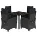 Set mobilier de grădină cu perne, 5 piese, negru, poliratan - WALTI WALTI