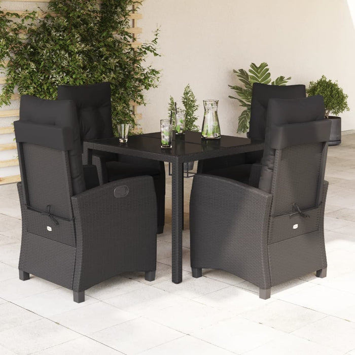 Set mobilier de grădină cu perne, 5 piese, negru, poliratan - WALTI WALTI