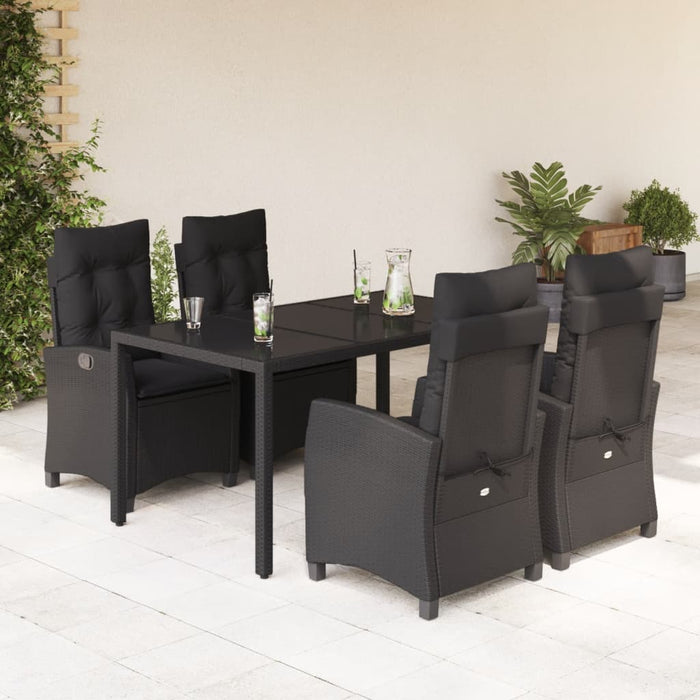 Set mobilier de grădină cu perne, 5 piese, negru, poliratan - WALTI WALTI