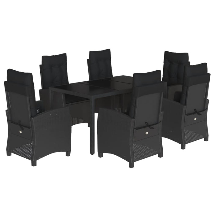 Set mobilier de grădină cu perne, 7 piese, negru, poliratan - WALTI WALTI