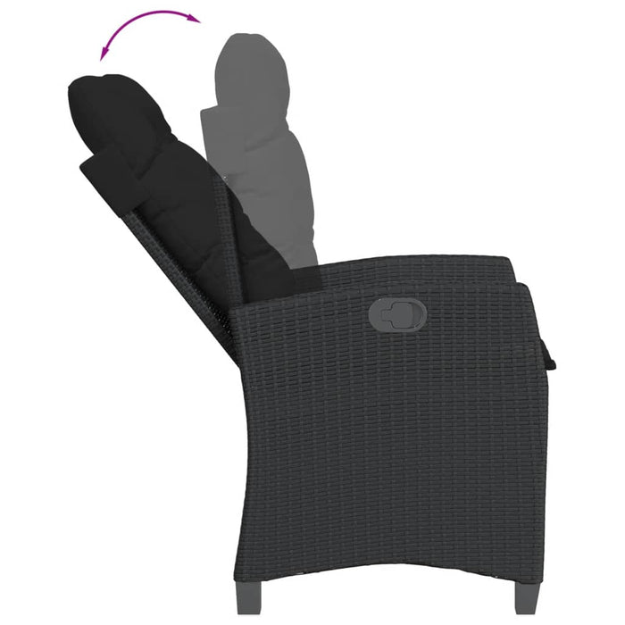 Set mobilier de grădină cu perne, 7 piese, negru, poliratan - WALTI WALTI