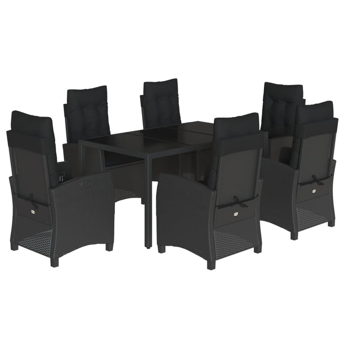 Set mobilier de grădină cu perne, 7 piese, negru, poliratan WALTI