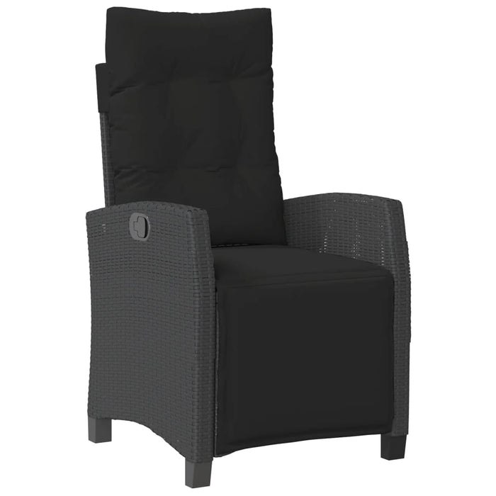 Set mobilier de grădină cu perne, 7 piese, negru, poliratan WALTI