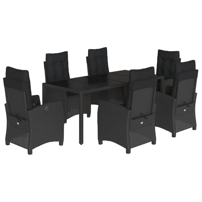 Set mobilier de grădină cu perne, 7 piese, negru, poliratan WALTI