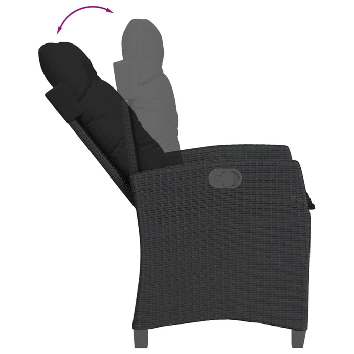 Set mobilier de grădină cu perne, 7 piese, negru, poliratan WALTI