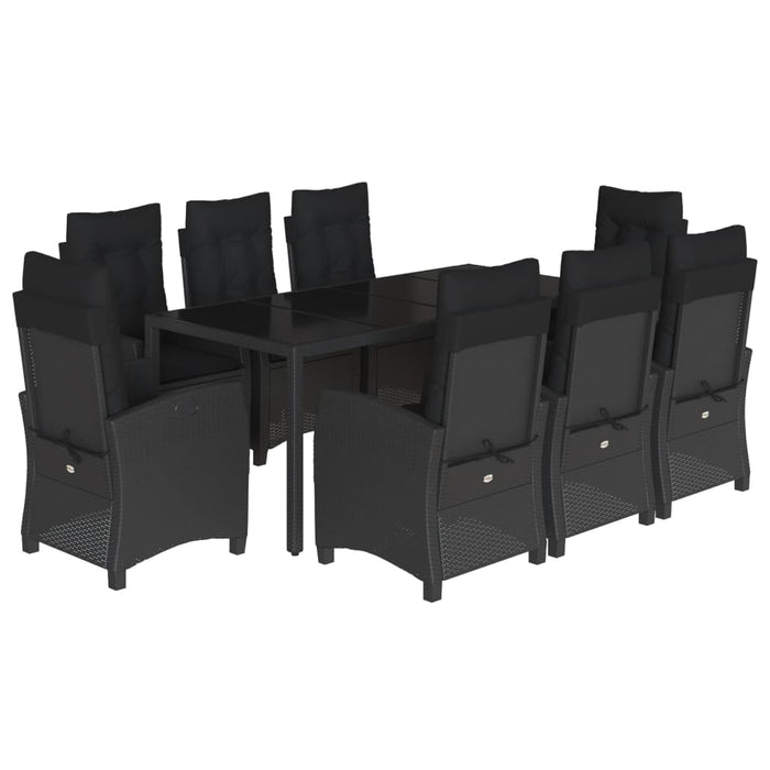 Set mobilier de grădină cu perne, 9 piese, negru, poliratan - WALTI WALTI