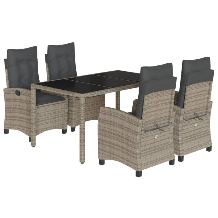 Set mobilier de grădină cu perne, 5 piese, gri, poliratan WALTI