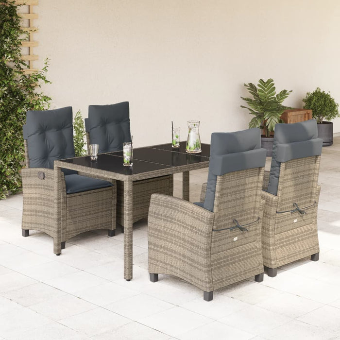 Set mobilier de grădină cu perne, 5 piese, gri, poliratan WALTI