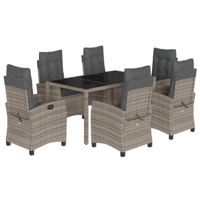 Set mobilier de grădină cu perne, 7 piese, gri, poliratan WALTI