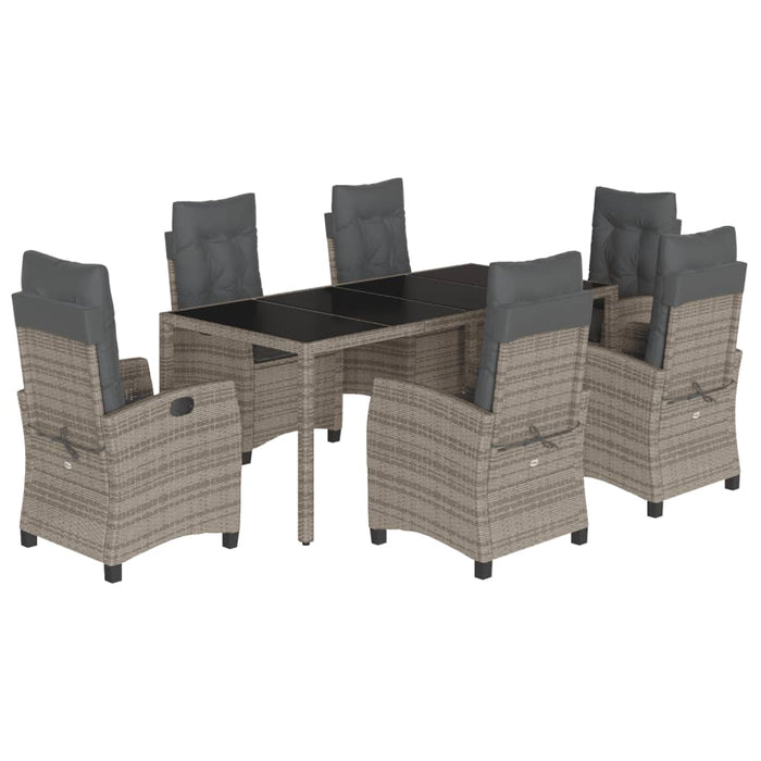 Set mobilier de grădină cu perne, 7 piese, gri, poliratan WALTI