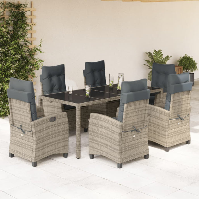 Set mobilier de grădină cu perne, 7 piese, gri, poliratan WALTI