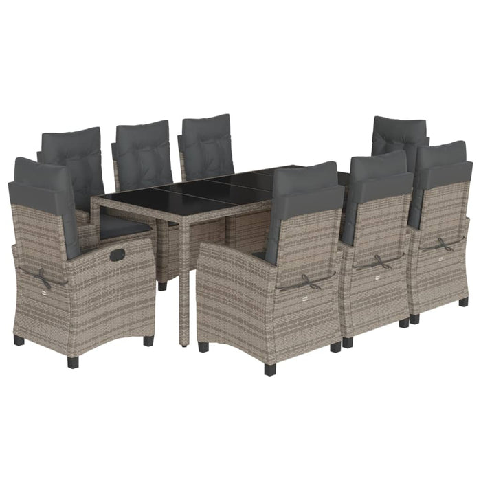 Set mobilier grădină cu perne, 9 piese, gri, poliratan WALTI