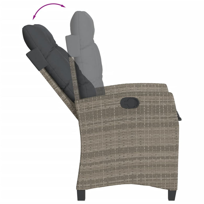 Set mobilier grădină cu perne, 9 piese, gri, poliratan WALTI