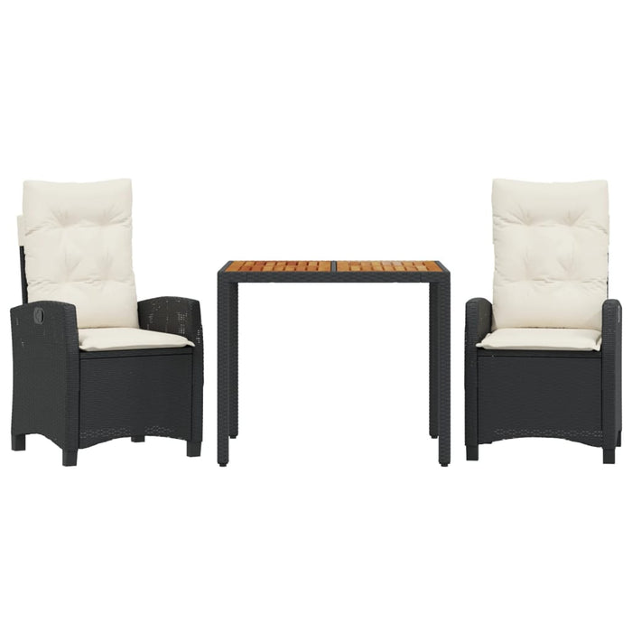 Set mobilier de grădină cu perne, 3 piese, negru, poliratan - WALTI WALTI