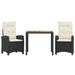 Set mobilier de grădină cu perne, 3 piese, negru, poliratan - WALTI WALTI