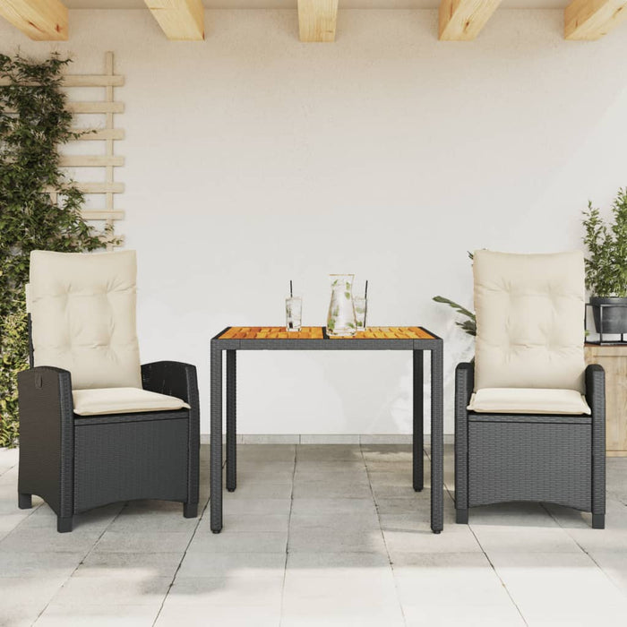 Set mobilier de grădină cu perne, 3 piese, negru, poliratan - WALTI WALTI