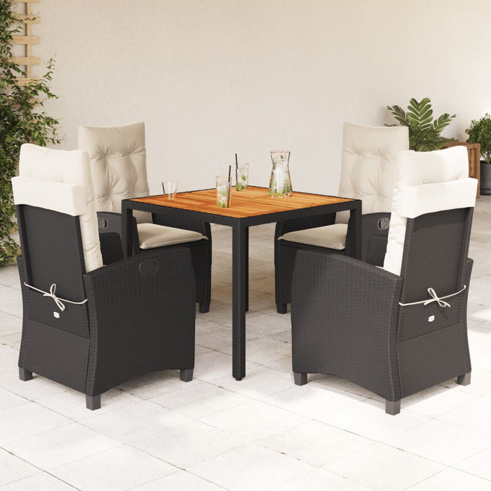 Set mobilier de grădină cu perne, 5 piese, negru, poliratan - WALTI WALTI