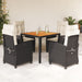 Set mobilier de grădină cu perne, 5 piese, negru, poliratan - WALTI WALTI