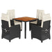 Set mobilier de grădină cu perne, 5 piese, negru, poliratan - WALTI WALTI