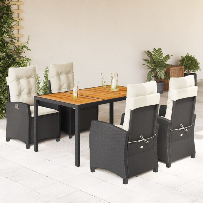 Set mobilier de grădină cu perne, 5 piese, negru, poliratan - WALTI WALTI