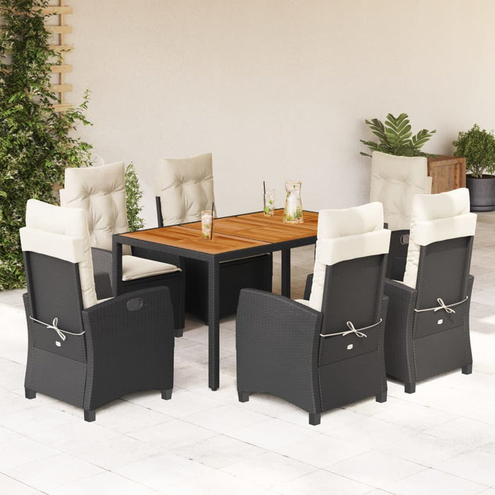 Set mobilier de grădină cu perne, 7 piese, negru, poliratan - WALTI WALTI