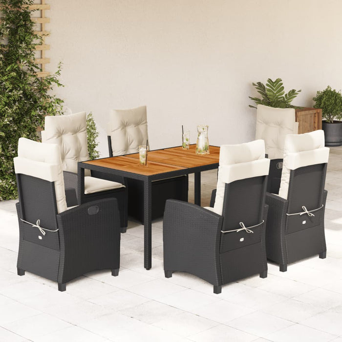 Set mobilier de grădină cu perne, 7 piese, negru, poliratan - WALTI WALTI