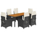 Set mobilier de grădină cu perne, 7 piese, negru, poliratan - WALTI WALTI