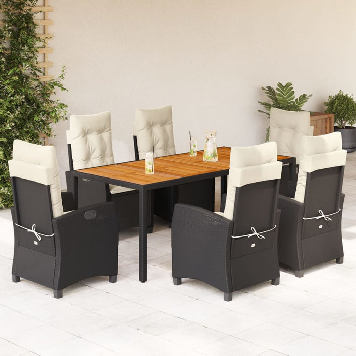 Set mobilier de grădină cu perne, 7 piese, negru, poliratan - WALTI WALTI