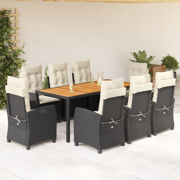 Set mobilier de grădină cu perne, 9 piese, negru, poliratan - WALTI WALTI