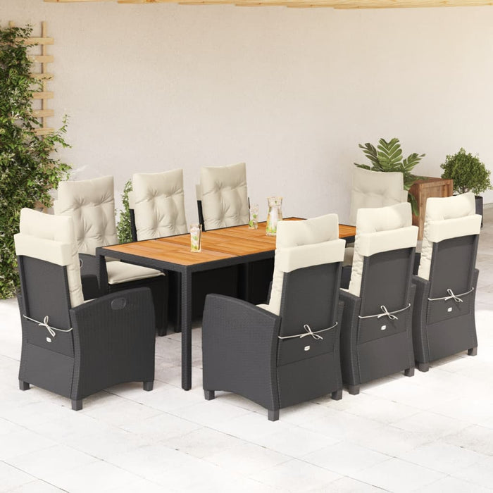 Set mobilier de grădină cu perne, 9 piese, negru, poliratan - WALTI WALTI